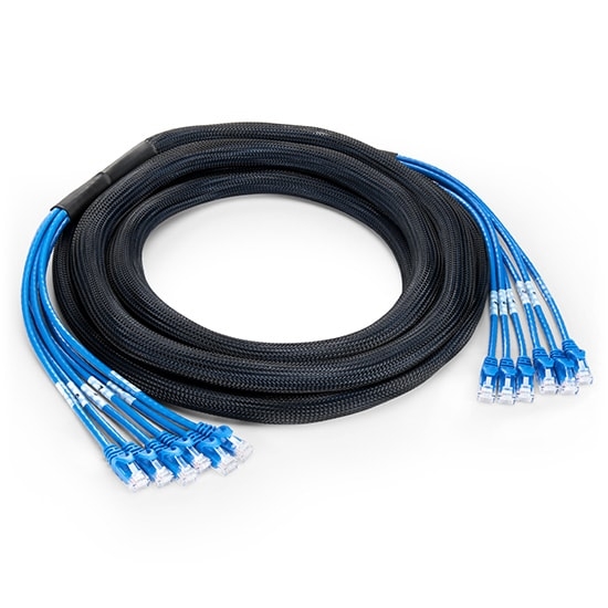 15m (49ft) 6 Plug to 6 Plug Cat6 Unshielded (UTP) PVC CMR Blue Pre-Terminated Copper Trunk Cable