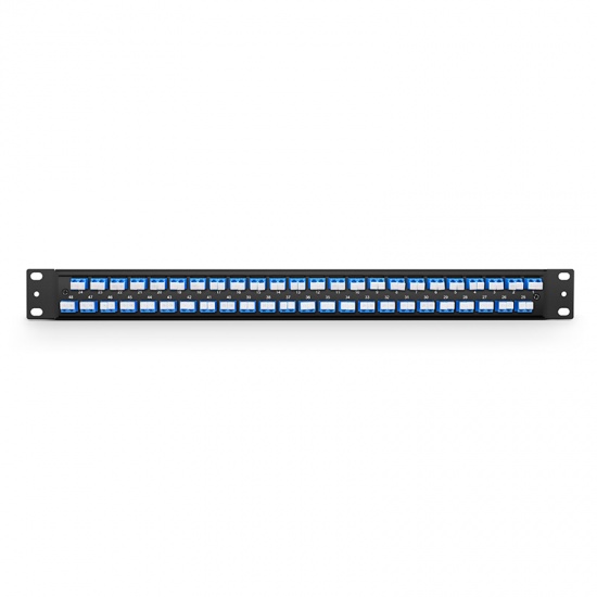 FHU 1U 19'' Fiber Adapter Panel, 96 Fibers OS2 Single Mode, 48 x LC UPC Duplex (Blue) Adapter, Ceramic Sleeve