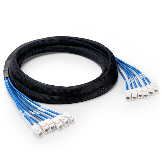 7m (23ft) 6 Jack to 6 Jack Cat6 Unshielded (UTP) PVC CMR Blue Pre-Terminated Copper Trunk Cable