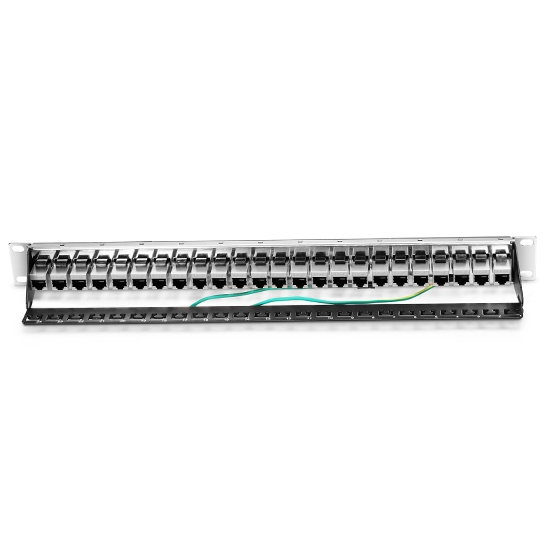 Cat6 Coupler Patch Panel, 24-Port, 1RU, Cable Management Bar Included