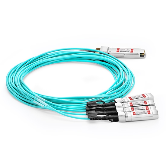 Cable de breakout óptico activo 100G QSFP28 a 4x25G SFP28 15m (49ft) para switches FS