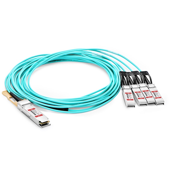 Cable de breakout óptico activo 100G QSFP28 a 4x25G SFP28 50m (164ft) para switches FS