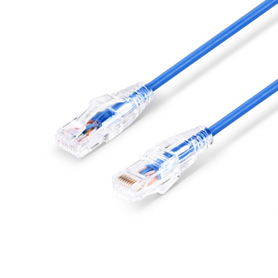 Dünnes Cat6 Patchkabel, Snagless Ungeschirmtes UTP RJ45 LAN Kabel, PVC CM, Blau, 3ft (0,9m)