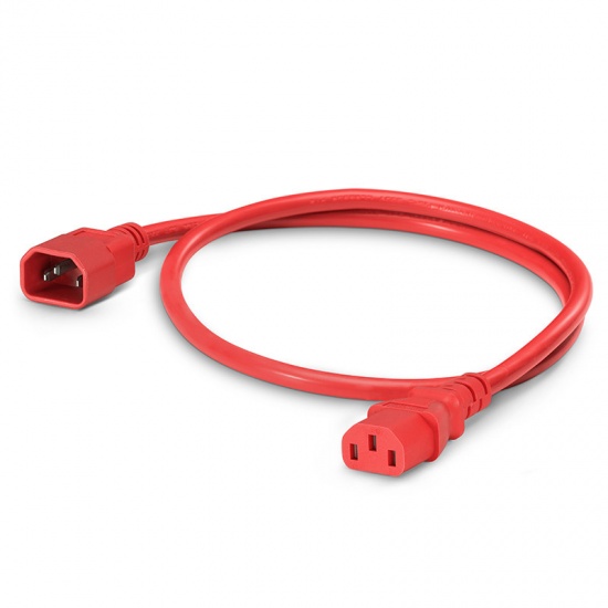 3ft (0.9m) IEC320 C14 to IEC320 C13 18AWG 250V/10A Power Extension Cord, Red