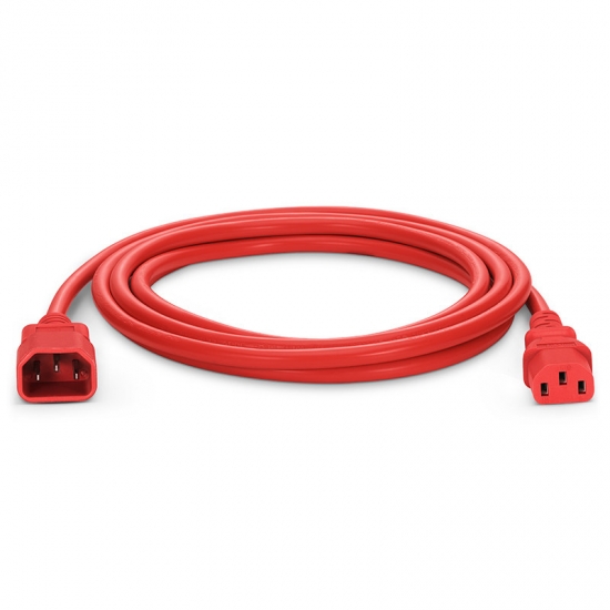 Standard Computer Power Extension Cord 10A IEC 320 C13 to IEC 320 C14 SuperEcable UL 18Awg Power Cable 10 Ft RED Color 
