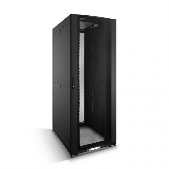 Чёрный сетевой и серверный шкаф серии GR800 42U 800 x 1100 мм с 2 предустановленными кабельными органайзерами и кронштейнами PDU