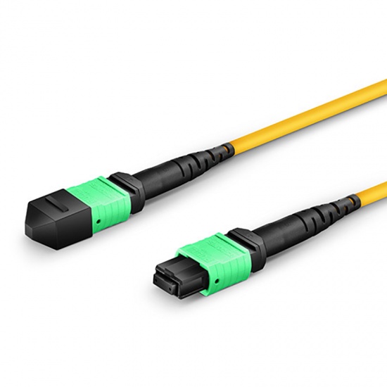 Customized Length MTP®-12 (Female) to MTP®-12 (Female) OS2 Single Mode Elite Trunk Cable, 12 Fibers, Type B, Plenum (OFNP), Yellow