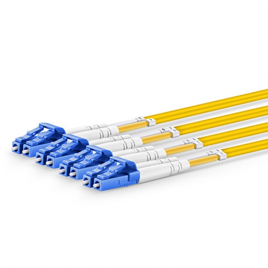 Customized Length MTP® Female to 4 LC 8 Fibers Type B Plenum (OFNP) OS2 9/125 Single Mode Elite Breakout Cable, Yellow