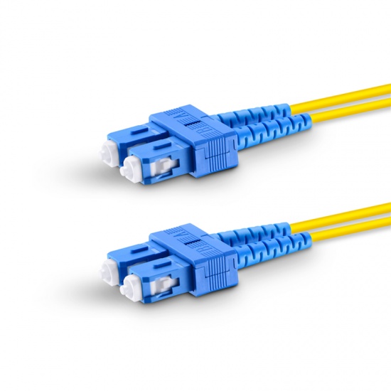 Customized Length SC UPC to SC UPC Duplex OS2 Single Mode PVC (OFNR) 2.0mm Fiber Optic Patch Cable