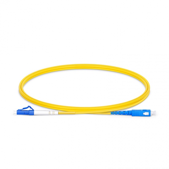 Customized Length LC UPC to SC UPC Simplex OS2 Single Mode PVC (OFNR) 2.0mm Fiber Optic Patch Cable