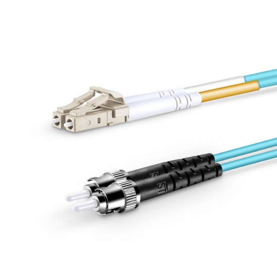 Customized Length LC UPC to ST UPC Duplex OM3 Multimode OFNP 2.0mm Fiber Optic Patch Cable