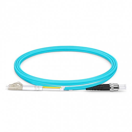 Customized Length LC UPC to ST UPC Duplex OM3 Multimode OFNP 2.0mm Fiber Optic Patch Cable