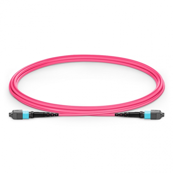2m (7ft) MTP®-16 APC (Female) to MTP®-16 APC (Female) OM4 Multimode Elite Trunk Cable, 16 Fibers, Plenum (OFNP), Magenta, for 400G Network Connection