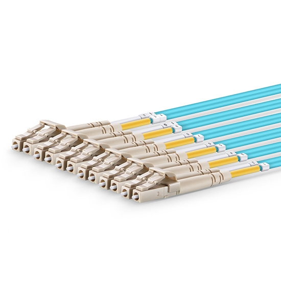Customized Length MTP® Female to 6 LC 12 Fibers Type A LSZH OM3 50/125 Multimode Elite Breakout Cable, Aqua