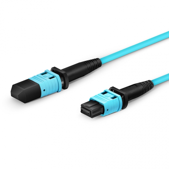 MPO Male to MPO Female Fiber Patch Cable 24 Fibers OM3 50/125 Multimode Trunk Cable 20m Type B 