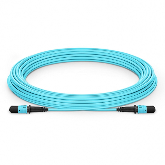 10m (33ft) MPO Female 12 Fibers Type A LSZH OM3 50/125 Multimode Elite Trunk Cable, Aqua