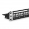 Cat6a Feed-Through Shielded Patch Panel with Back Bar, 1U 24-Port, Compatible with Cat5e, Cat6, Cat6a, Loaded with Keystones