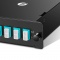 FHD MTP®-12 Kassette, 12 Fasern OM4 Multimode, Polarität A, MTP® auf 6x LC Duplex (Hellblau), Max. 0.35dB