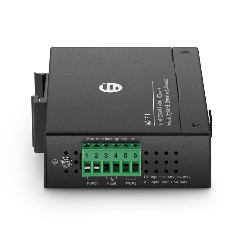 Industrial 1x 10/100/1000Base-T RJ45 to 1x 100/1000Base-X SFP Slot Gigabit PoE+ Ethernet Media Converter