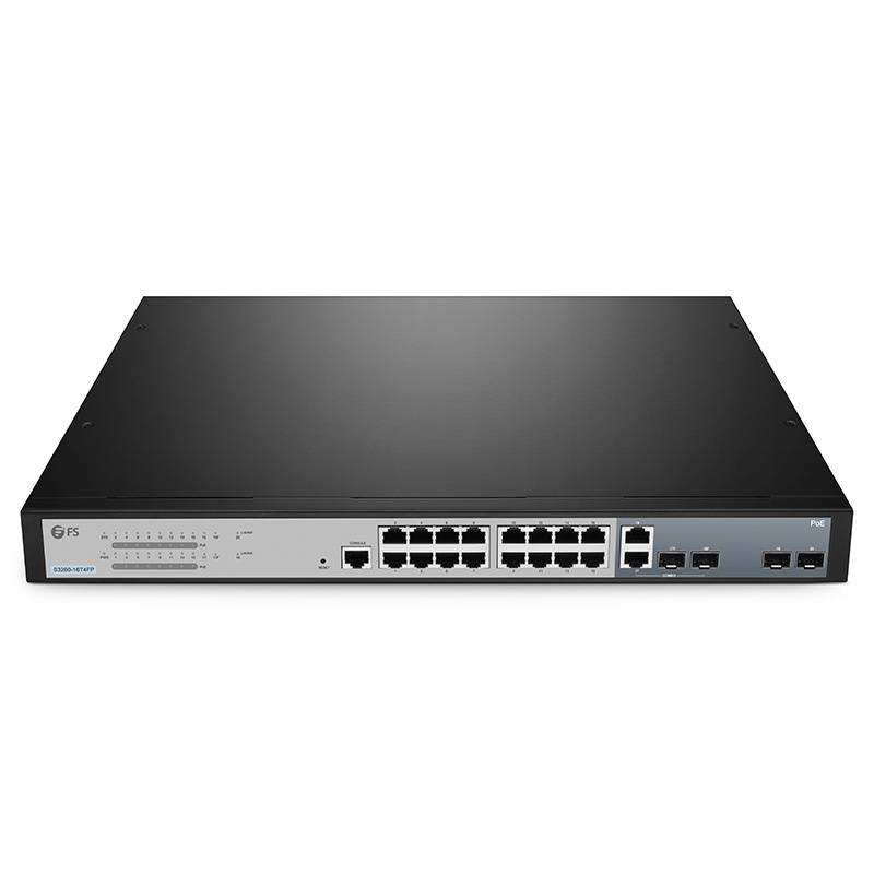 S3260-16T4FP, 16-Port Gigabit Ethernet L2+ Fully Managed PoE+ Switch, 16 x PoE+ Ports @250W, with 2 x 1Gb SFP Uplinks and 2 x Combo SFP Ports, Support IEEE 802.3af/at
