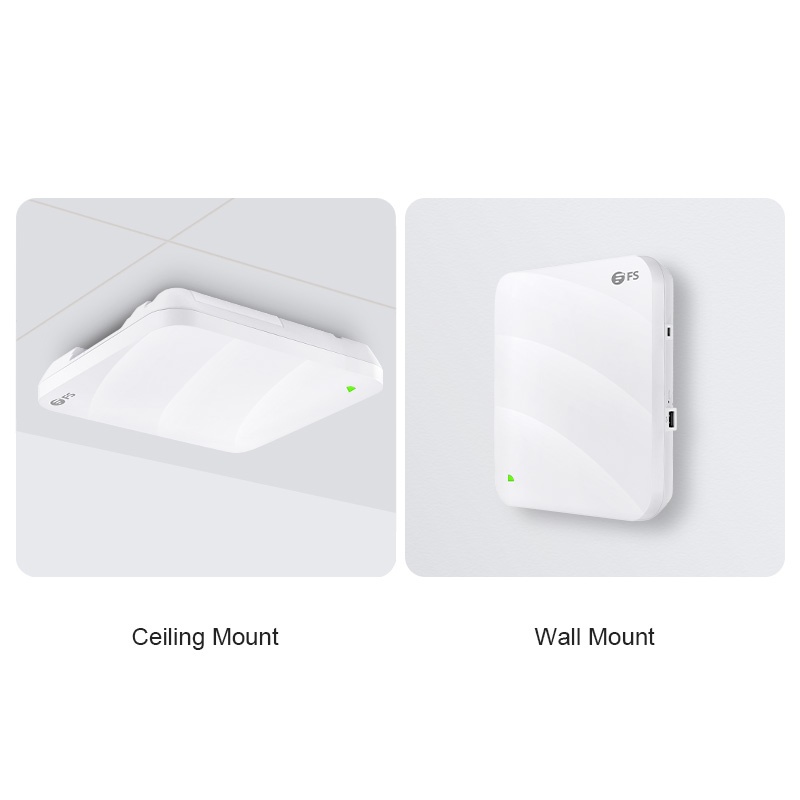 AP-W6Q4134C, Wi-Fi 6 802.11ax 4134 Mbps Wireless Access Point, Seamless Roaming & 2x2 MU-MIMO Four Radios, Manageable via FS Controller or Standalone (PoE Injector Included)
