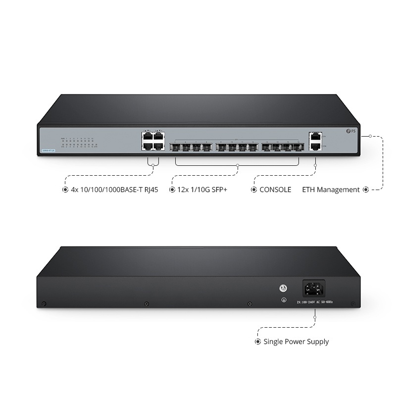 S3950-4T12S - 12-Port Ethernet L2+ Fully Managed Plus Switch, 12x 10Gb SFP+, 4x Gigabit RJ45, MLAG