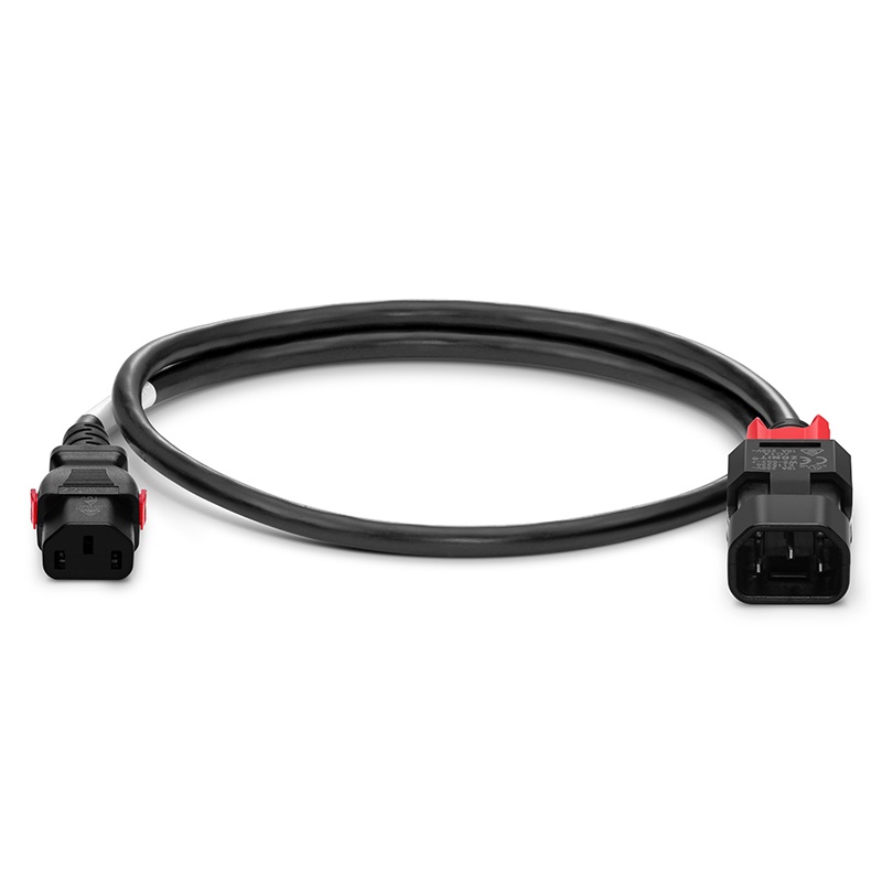 6.6ft (2m) Z-Lock Dual Locking IEC320 C14 to IEC320 C13 14AWG 250V/15A Power Extension Cord, Black