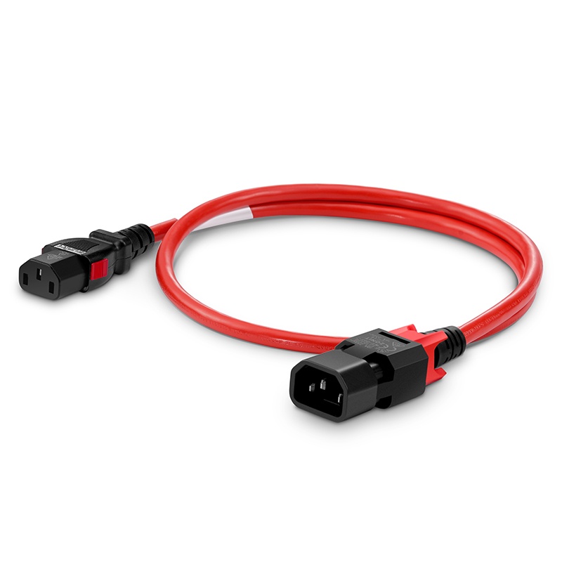 3.3ft (1m) Z-Lock Dual Locking IEC320 C14 to IEC320 C13 14AWG 250V/15A Power Extension Cord, Red