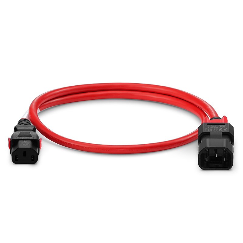 3.3ft (1m) Z-Lock Dual Locking IEC320 C14 to IEC320 C13 17AWG 250V/10A Power Extension Cord, Red