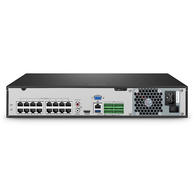 NVR204-32C-16P 32チャンネル 16ポート PoE ネットワークビデオレコーダー(32CH 4K@30fps記録可能、2CH 4K@30fpsのライブビュー/再生、4TB HDD内蔵)