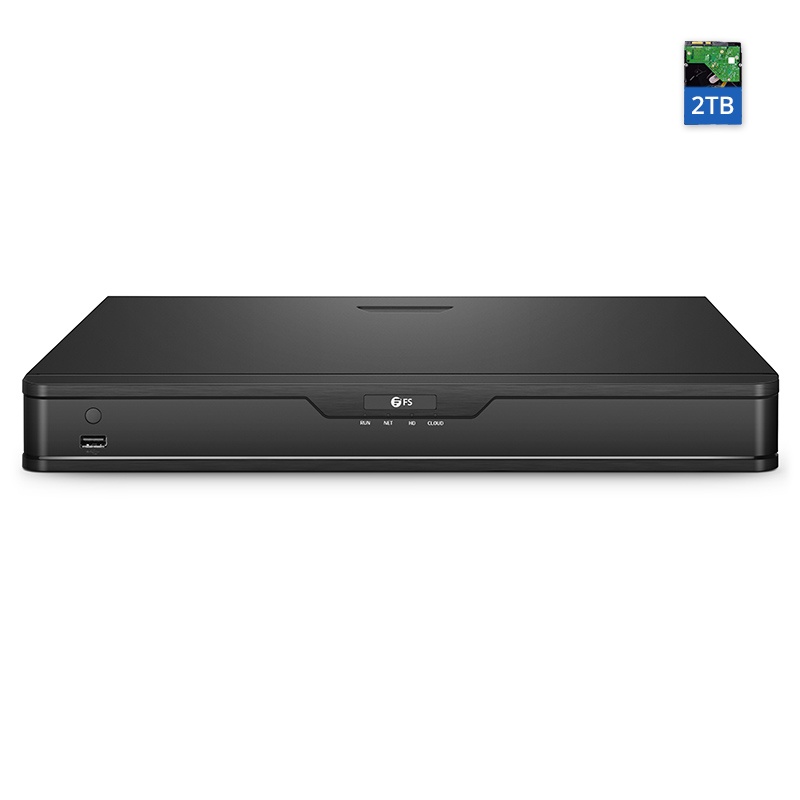 NVR202-9C, 9-Channel Network Video Recorder, Record 9CH 4K@30fps, Live View/Playback 2CH 4K@30fps, Pre-installed 2TB Hard Drive