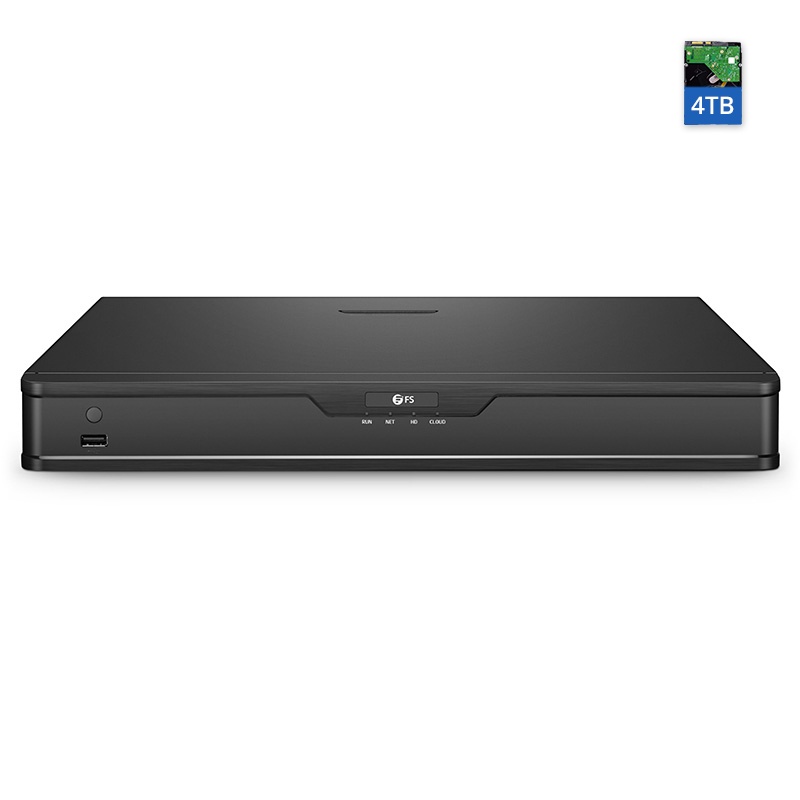 NVR202-16C, 16-Channel Network Video Recorder, Record 16CH 4K@30fps, Live View/Playback 2CH 4K@30fps, Pre-installed 4TB Hard Drive