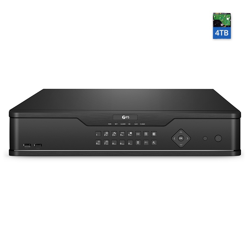 NVR304-32C, 32-Channel Network Video Recorder, Record 32CH 4K@30fps, Live View/Playback 4CH 4K@30fps, Pre-installed 4TB Hard Drive