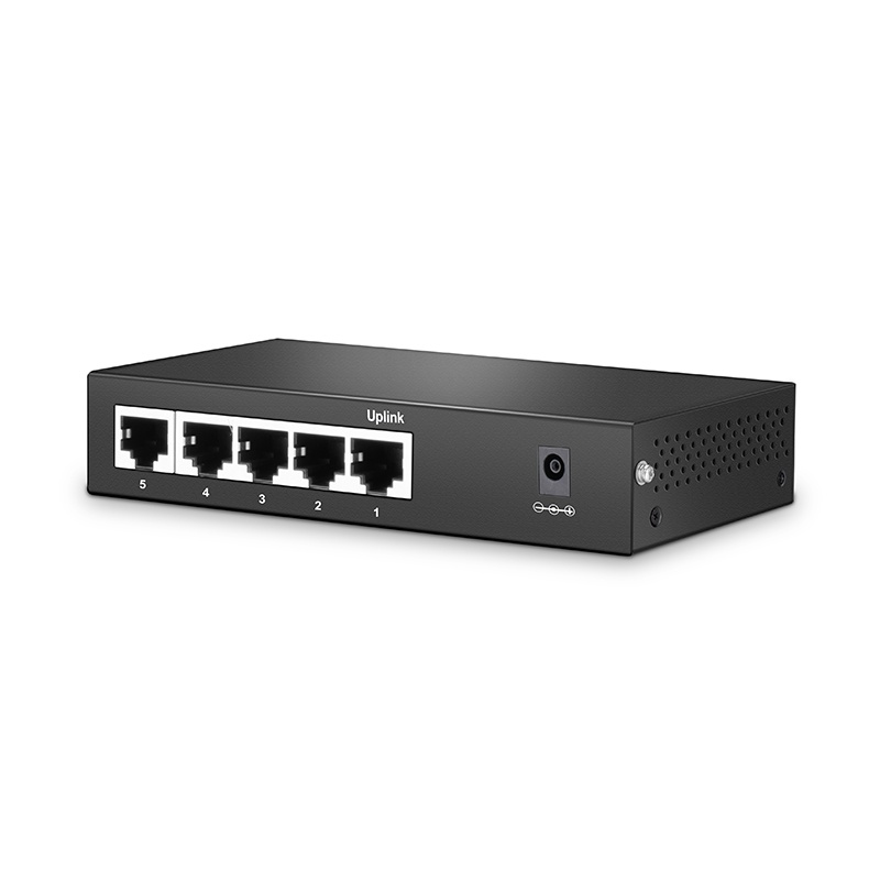 S1900-5TP, 5-Port Gigabit Ethernet L2 Unmanaged PoE+ Switch,4 x PoE+ Ports @60W, Metal, Fanless, Desktop/Wall-Mount