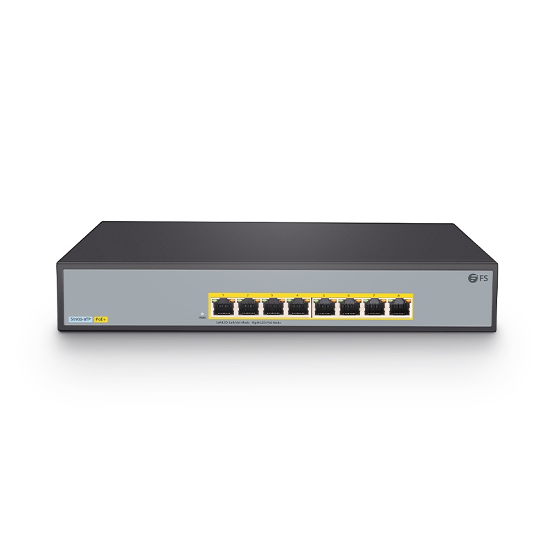 S1900-8TP, 8-Port Gigabit Ethernet L2 Unmanaged PoE+ Switch, 8 x PoE+ Ports @140W, Metal, Desktop/RackMount