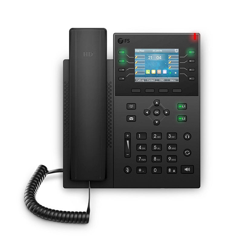 FIP-5112, VoIP Phone with 2.8-Inch Color LCD, 12 SIP Accounts, USB 2.0, Dual-Port Gigabit Ethernet, PoE