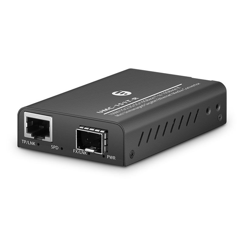 Mini Unmanaged 1x 100M/1G/2.5G/5G/10GBase-T RJ45 to 1x 10GBase-X SFP+ Slot 10Gigabit Ethernet Media Converter, American Plug Standard