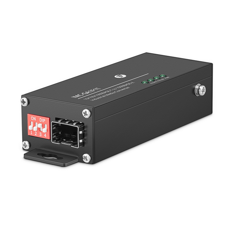 Mini industrieller Gigabit Ethernet Medienkonverter, 1x 10/100/1000Base-T RJ45 auf 1x 1000Base-X SFP Steckplatz, Eurostecker