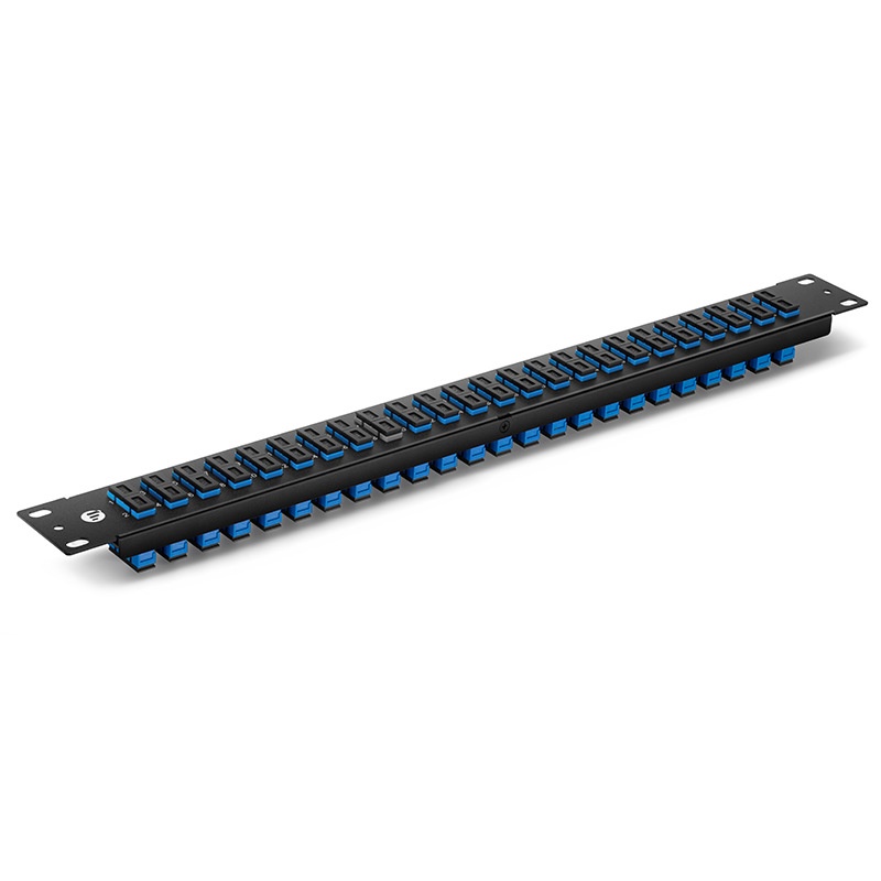 FHU 1U 19'' Fiber Adapter Panel, 48 Fibers OS2 Single Mode, 24 x SC UPC Duplex (Blue) Adapter, Ceramic Sleeve