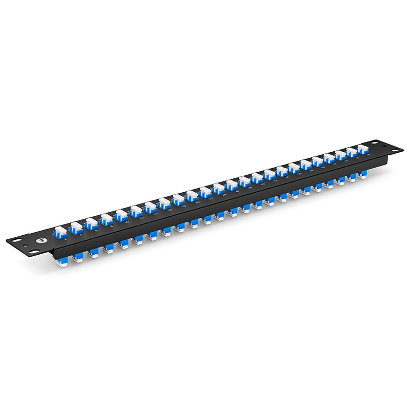 FHU 1U 19'' Fiber Adapter Panel, 48 Fibers OS2 Single Mode, 24 x LC UPC Duplex (Blue) Adapter, Ceramic Sleeve