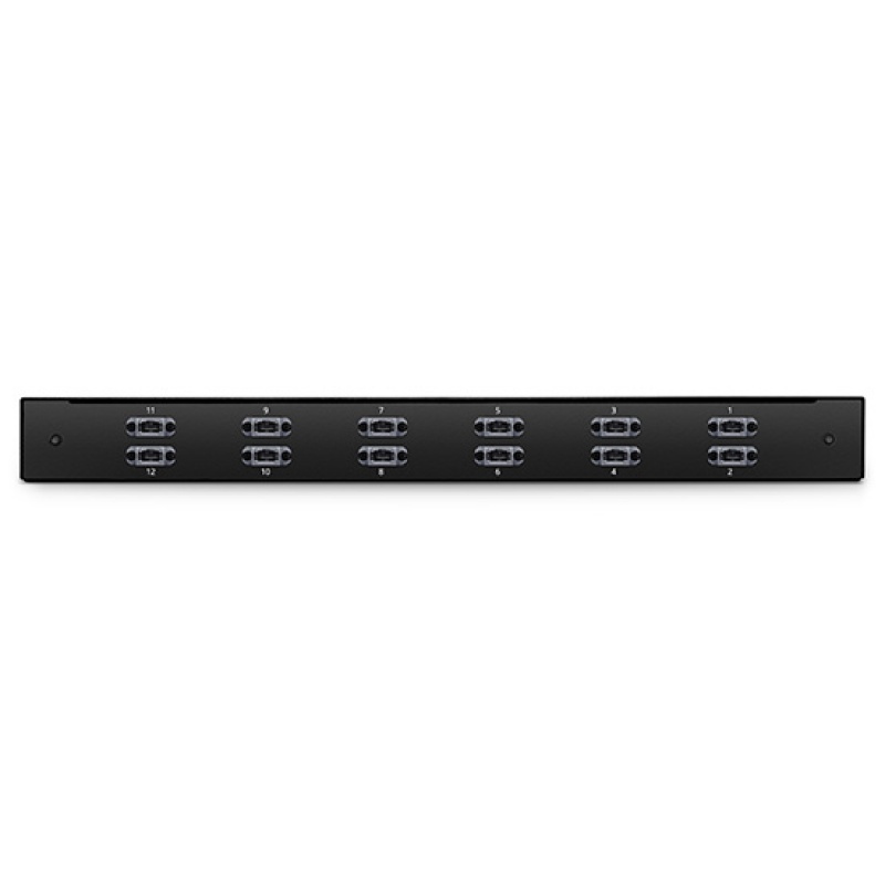 Cassette breakout FHU 1U, 96 fibras OS2 monomodo, polaridad universal, 12 x MTP®-8 a 24 x LC Quad (azul), máx. 0.35dB