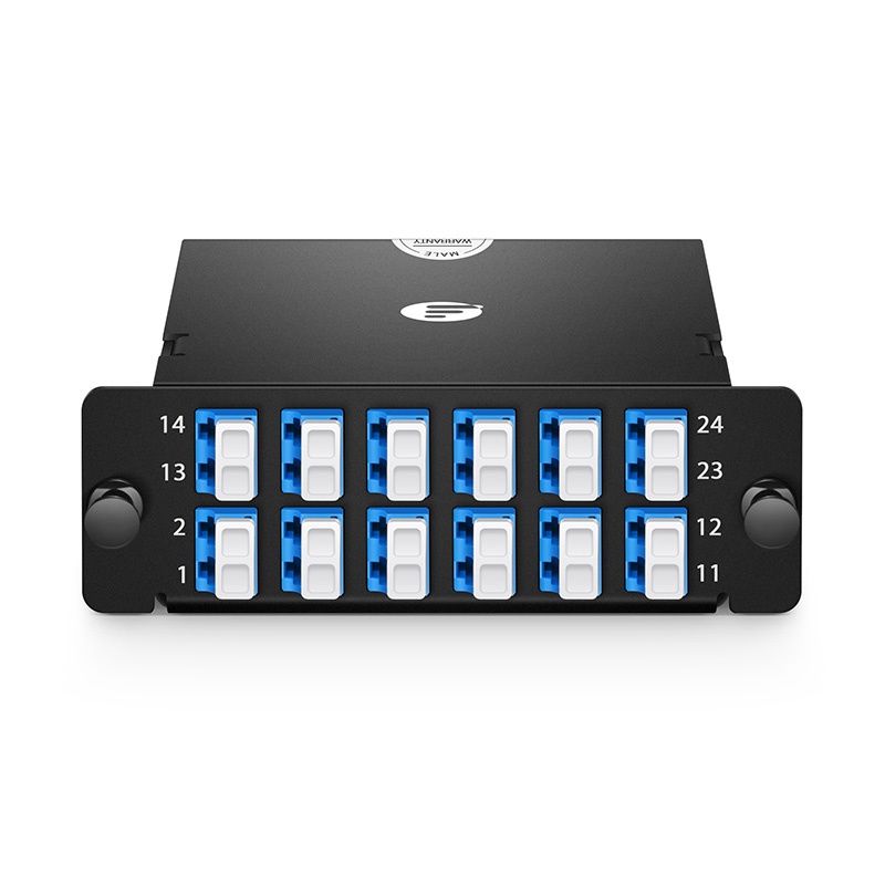 FHD 2 x MTP®-12 Cassette, 24 Fibers OS2 Single Mode, Type A, 2 x 12F MTP® to 12 x LC Duplex (Blue), 0.35dB max