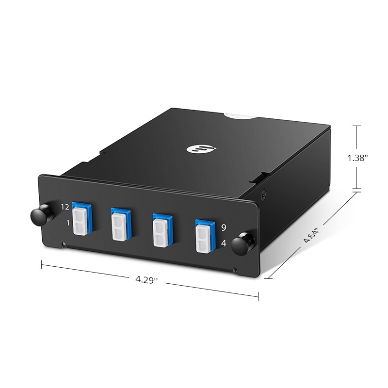Cassette FHD MTP®-8, 8 fibras OS2 monomodo, polaridad universal, MTP® a 4 x LC dúplex (azul), máx. 0.35dB