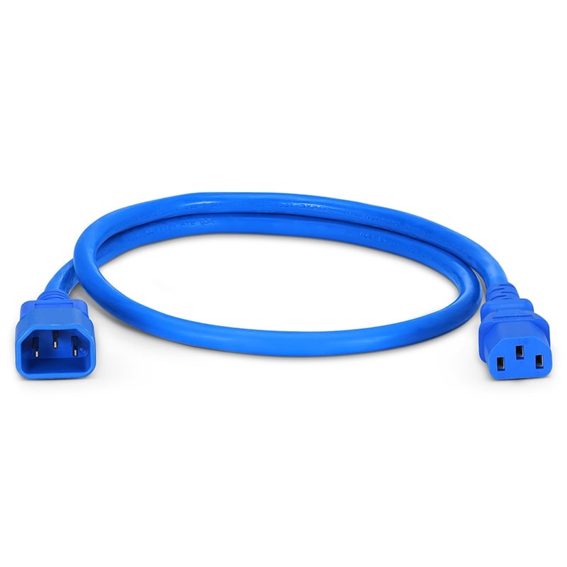 2ft (0.6m) IEC320 C14 to IEC320 C13 14AWG 250V/15A Power Extension Cord, Blue