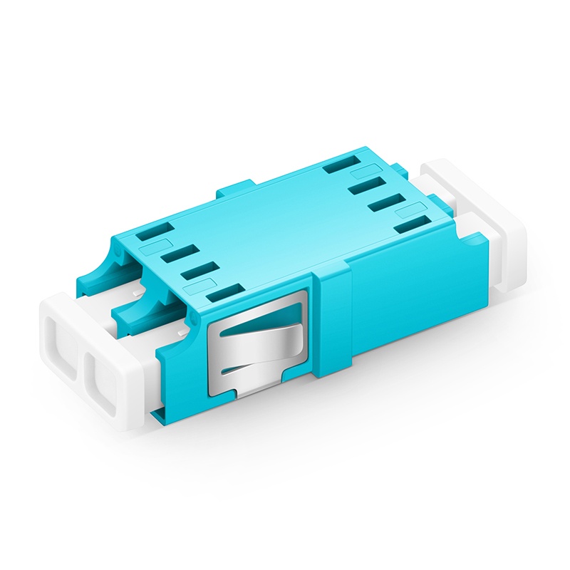 LC/UPC to LC/UPC OM3 Multimode Duplex SC Footprint Plastic Fiber Optic Adapter/Coupler without Flange, Aqua (10pcs/pack)