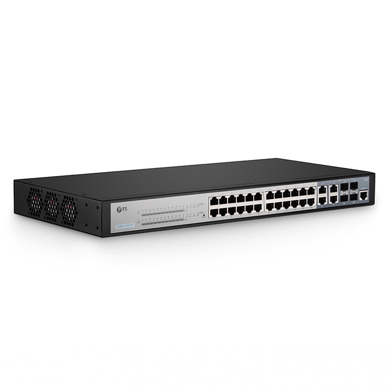 S3400-24T4FP, 24-Port Gigabit Ethernet L2+ Fully Managed PoE+ Switch, 24 x PoE+ Ports @370W, with 4 x 1Gb Combo Uplinks, Support ERPS