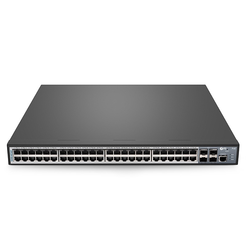 S3400-48T4SP, 48-Port Gigabit Ethernet L2+ PoE+ Switch, 48 x PoE+ Ports @370W, with 4 x 10Gb SFP+ Uplinks, AC+DC Power Supplies