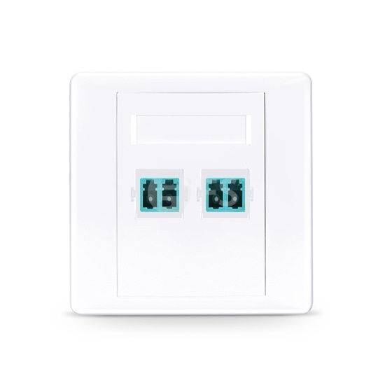 2Port LC Duplex UPC OM3/OM4 Multimode Fiber Optic Wall Plate Outlet