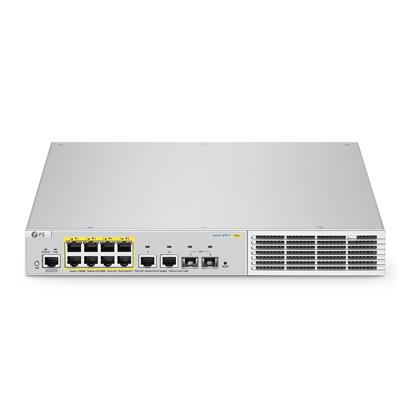 S3410-10TF-P, 10-Port Gigabit Ethernet L2+ Fully Managed Pro PoE+ Switch, 8 x PoE+ Ports @125W, with 2 x 1Gb SFP Uplinks, Broadcom Chip, Fanless