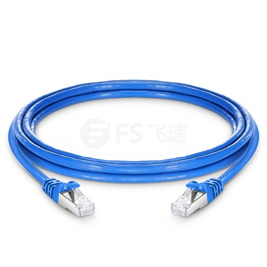 3m Cat6a超六类双屏蔽(SFTP)网络跳线,卡沟设计,蓝色,PVC CMX 